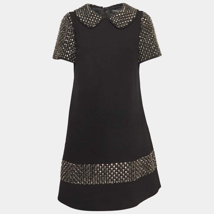 Pre Owned Dolce & Gabbana Black Embellished Mini Dress M