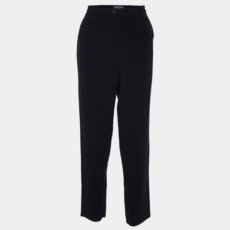 Pre Owned Dolce & Gabbana Black Crepe Trousers L