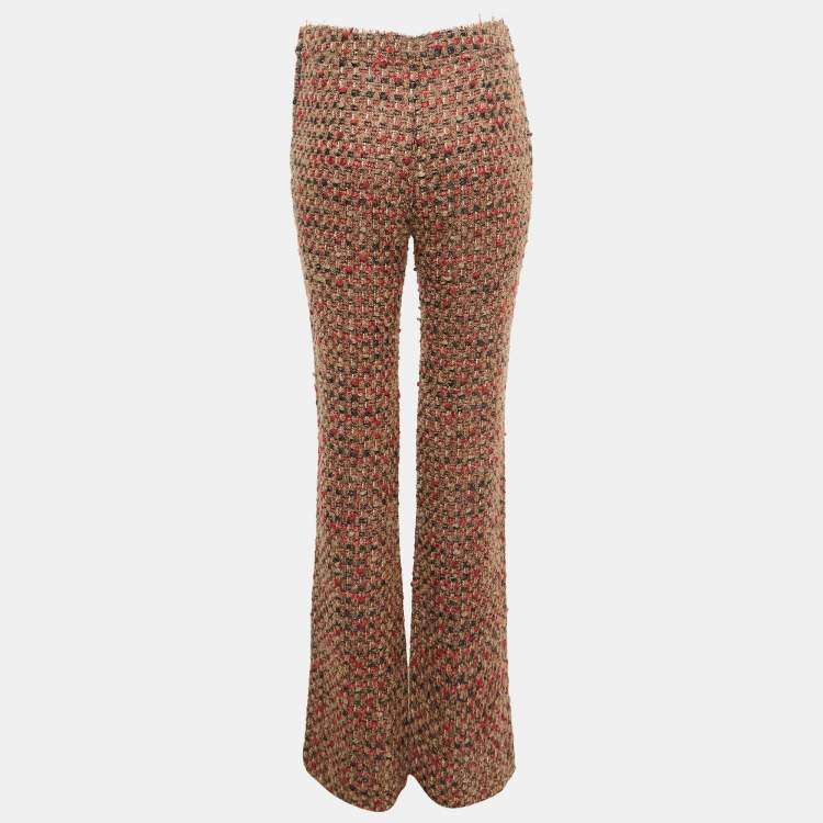 Pre Owned Dolce & Gabbana Brown Tweed Flared Trousers S
