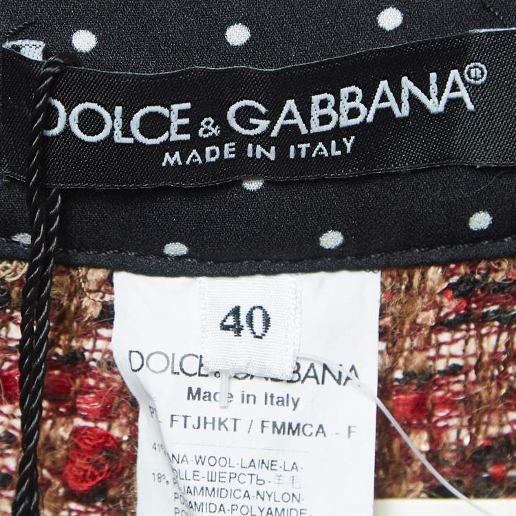 Pre Owned Dolce & Gabbana Brown Tweed Flared Trousers S