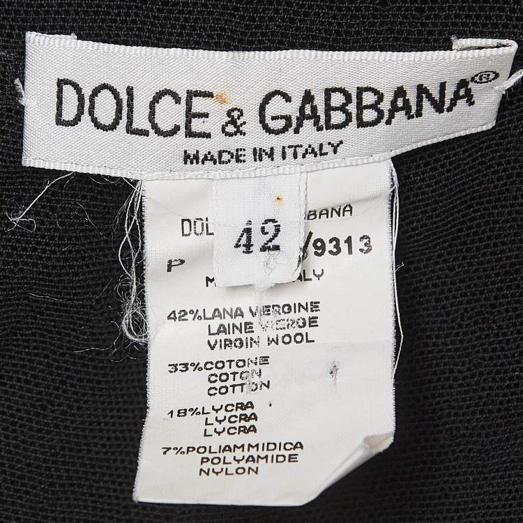 Pre Owned Dolce & Gabbana Vintage Black Wool Hook Front Skirt Suit M