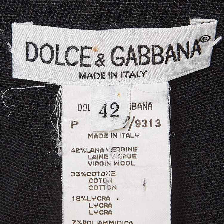Pre Owned Dolce & Gabbana Vintage Black Wool Hook Front Skirt Suit M