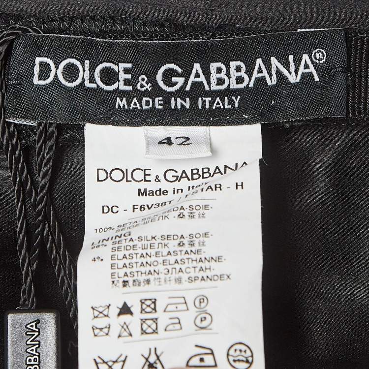 Pre Owned Dolce & Gabbana Green Animal Print Silk Ruched Strapless Gown M