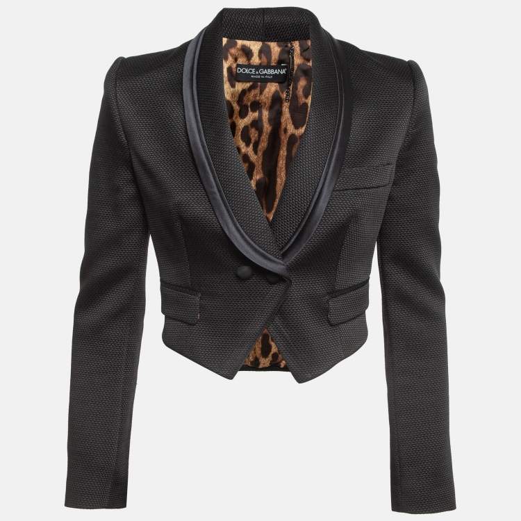 Pre Owned Dolce & Gabbana Black Textured Crepe Crop Blazer S
