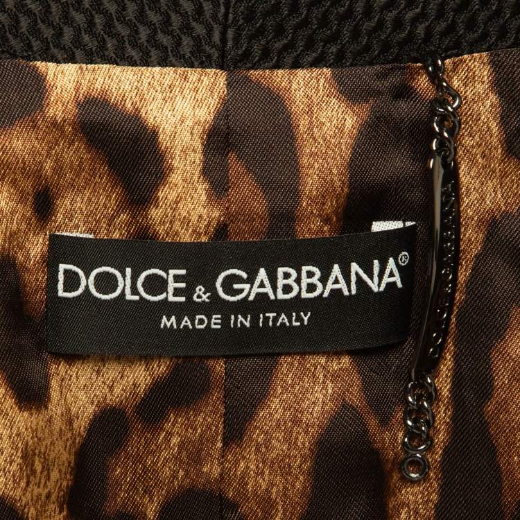Pre Owned Dolce & Gabbana Black Textured Crepe Crop Blazer S