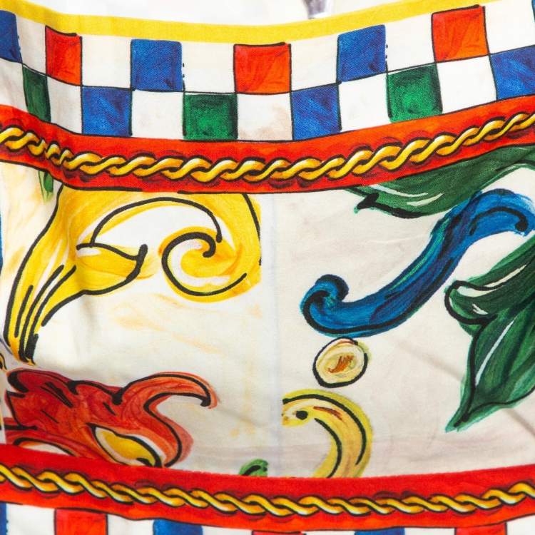 Pre Owned Dolce & Gabbana Multicolor Majolica Print Cotton Crop Top XS