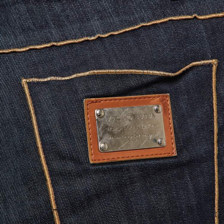 Pre Owned Dolce & Gabbana Blue Denim Wide Leg  Jeans S Waist 30"