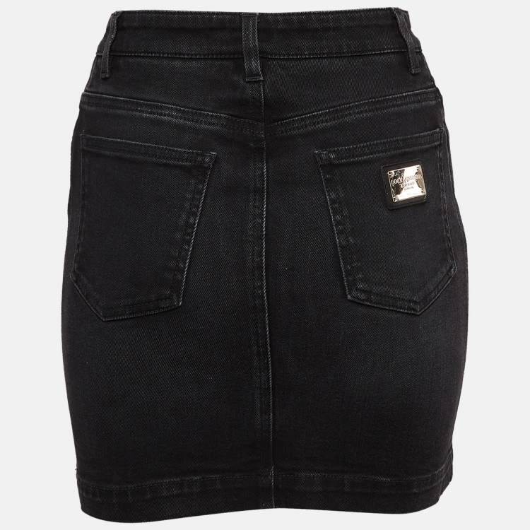 مملوكة مسبقًا Dolce & Gabbana Black Denim Mini Skirt XS