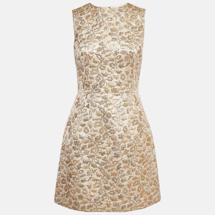 Dolce & Gabbana Gold Patterned Jacquard Sleeveless Mini Dress S Dolce &  Gabbana | TLC