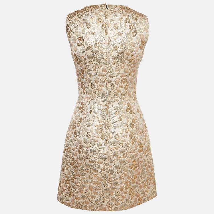 Dolce & Gabbana Gold Patterned Jacquard Sleeveless Mini