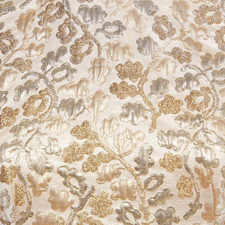 Pre Owned Dolce & Gabbana Gold Patterned Jacquard Sleeveless Mini Dress S