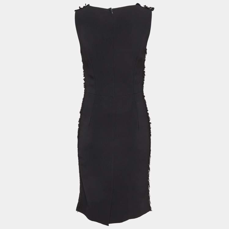 Pre Owned Dolce & Gabbana Black Lace Ruched Mid Dress M