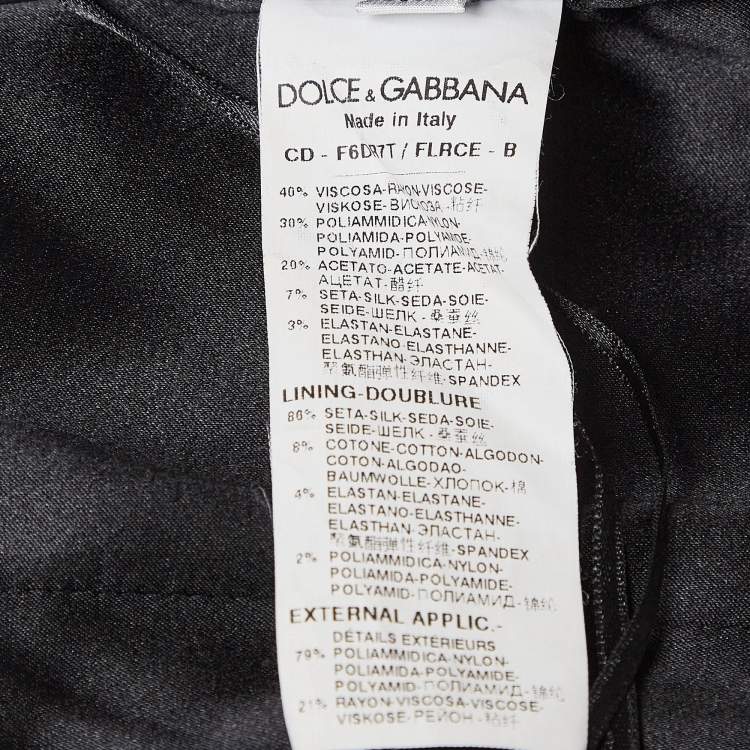 Pre Owned Dolce & Gabbana Black Lace Ruched Mid Dress M