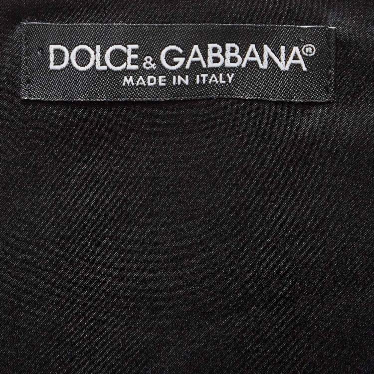 Pre Owned Dolce & Gabbana Black Lace Ruched Mid Dress M