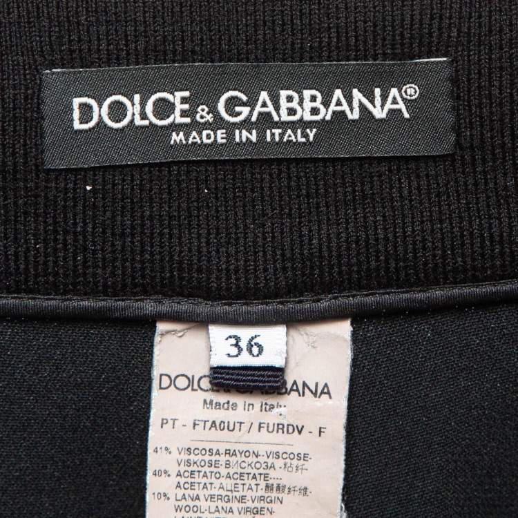 Pre Owned Dolce & Gabbana Black Logo Side Stripe Crepe Joggers XS