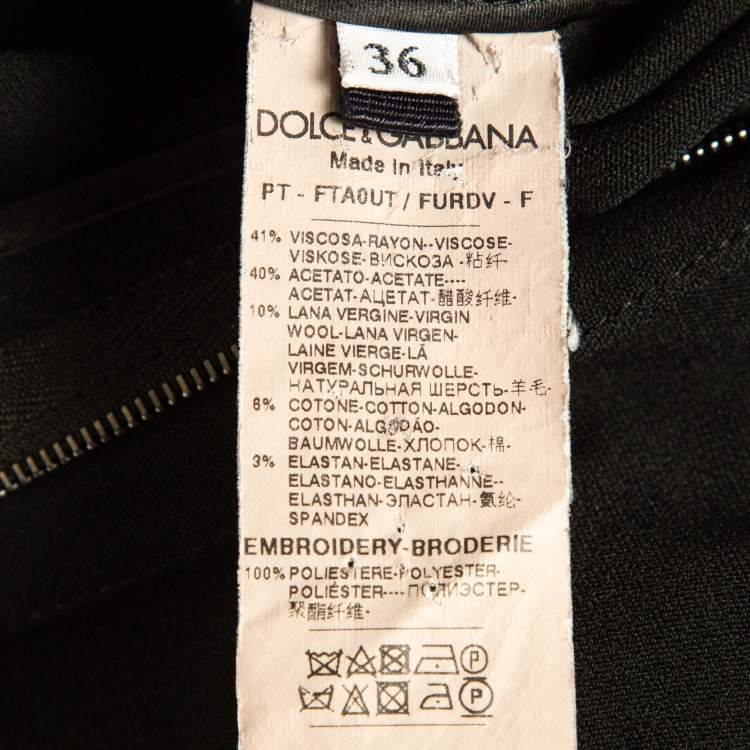 Pre Owned Dolce & Gabbana Black Logo Side Stripe Crepe Joggers XS