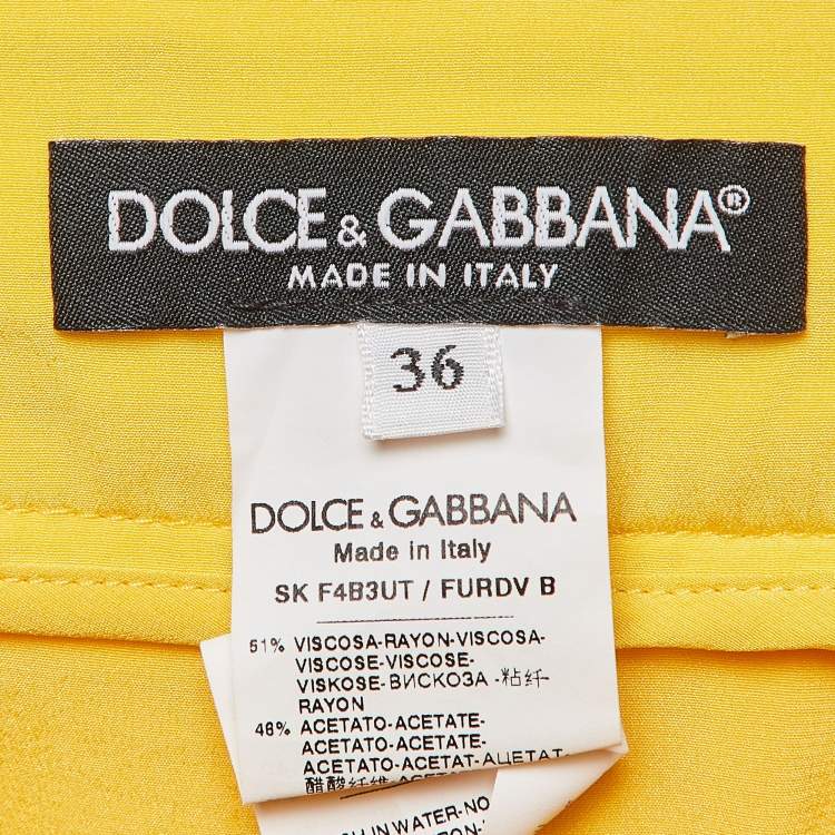 Pre Owned Dolce & Gabbana Yellow Crepe Pencil Skirt XS