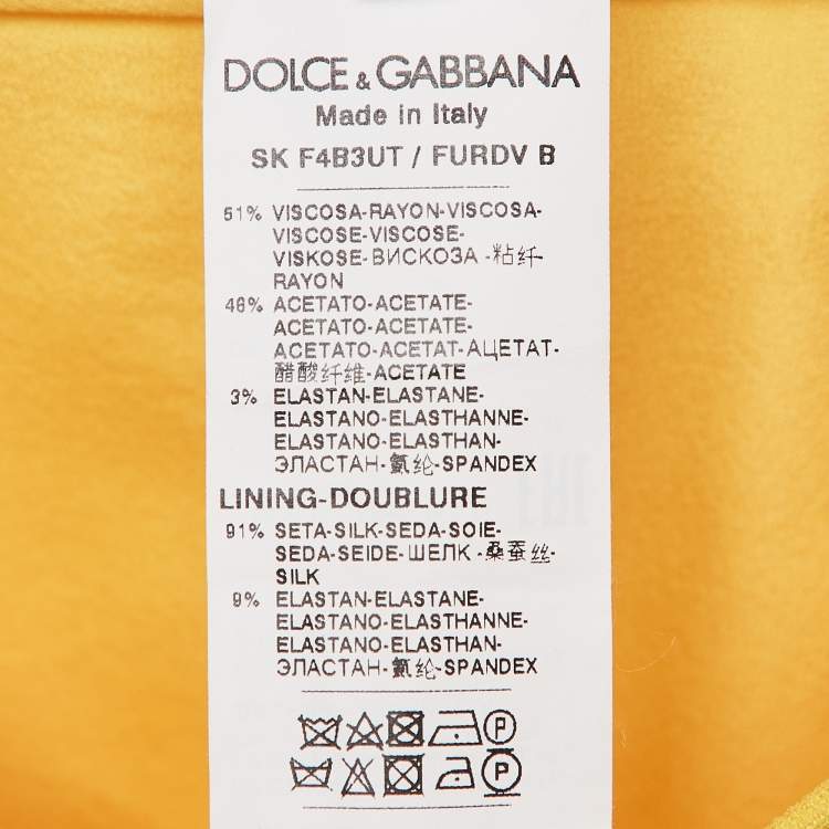 Pre Owned Dolce & Gabbana Yellow Crepe Pencil Skirt XS
