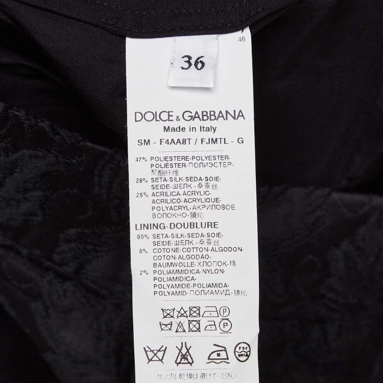 Pre Owned Dolce & Gabbana Black Floral Jacquard Flared Mini Skirt XS