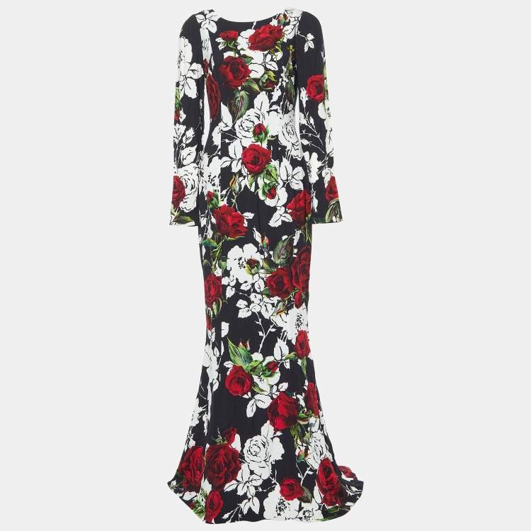مملوكة مسبقًا Dolce & Gabbana Black Floral Print Maxi Dress M