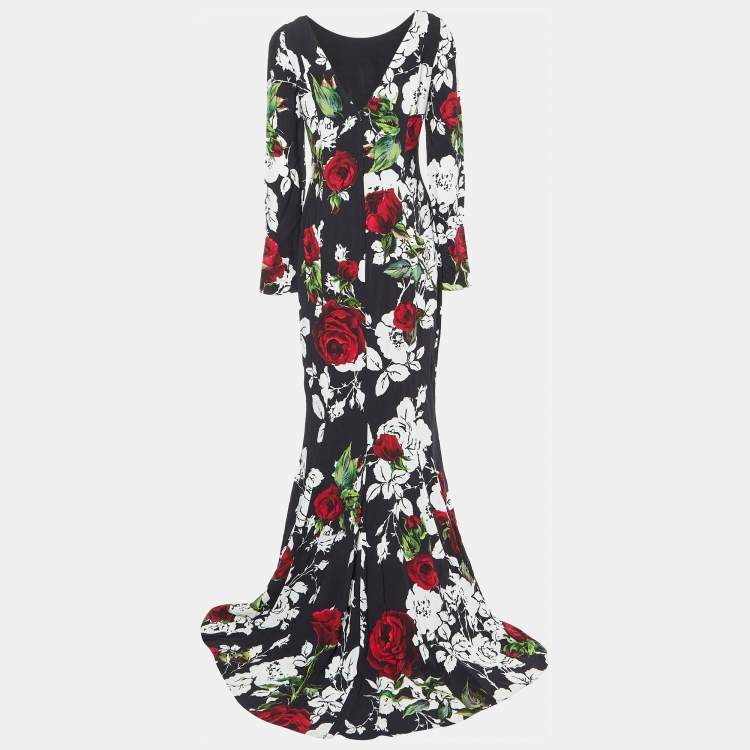 مملوكة مسبقًا Dolce & Gabbana Black Floral Print Maxi Dress M