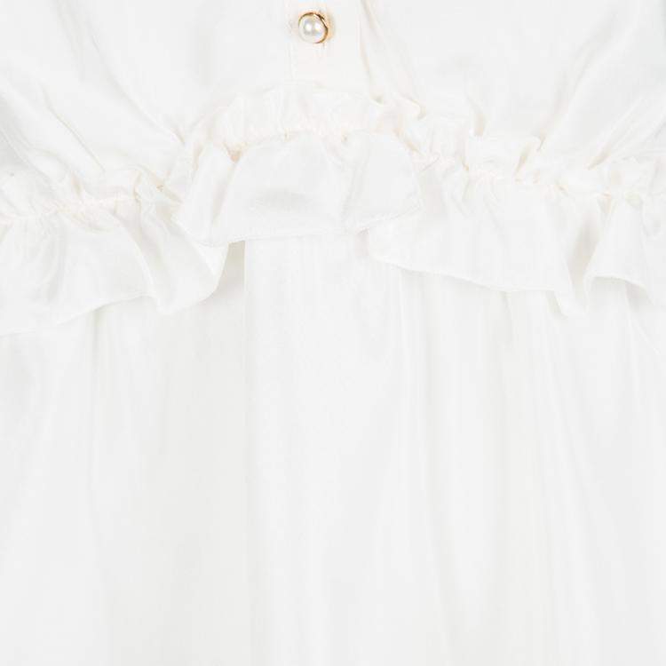 Pre Owned Dolce & Gabbana Cream Silk Ruffle Trim Sleeveless Top M