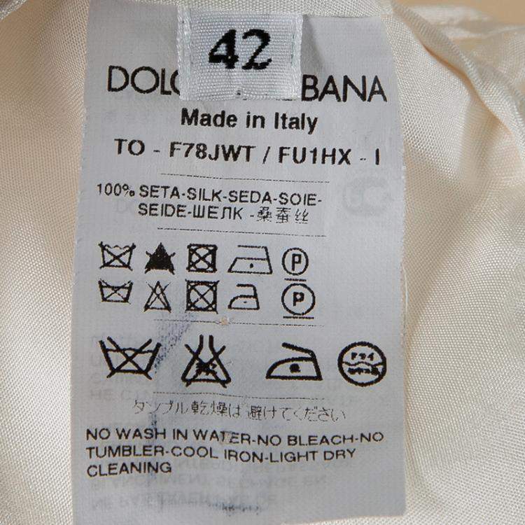 Pre Owned Dolce & Gabbana Cream Silk Ruffle Trim Sleeveless Top M