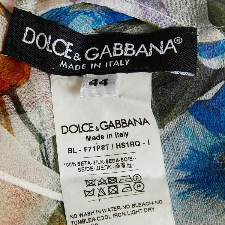 Pre Owned Dolce & Gabbana Multicolor Floral Print Chiffon Silk Blouse M