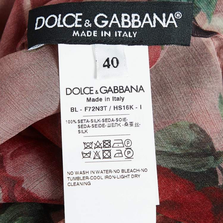 Pre Owned Dolce & Gabbana Pink Floral Print Chiffon Silk Skirt Set S/M
