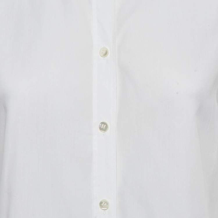 Pre Owned Dolce & Gabbana White Poplin Ruffled Shirt S
