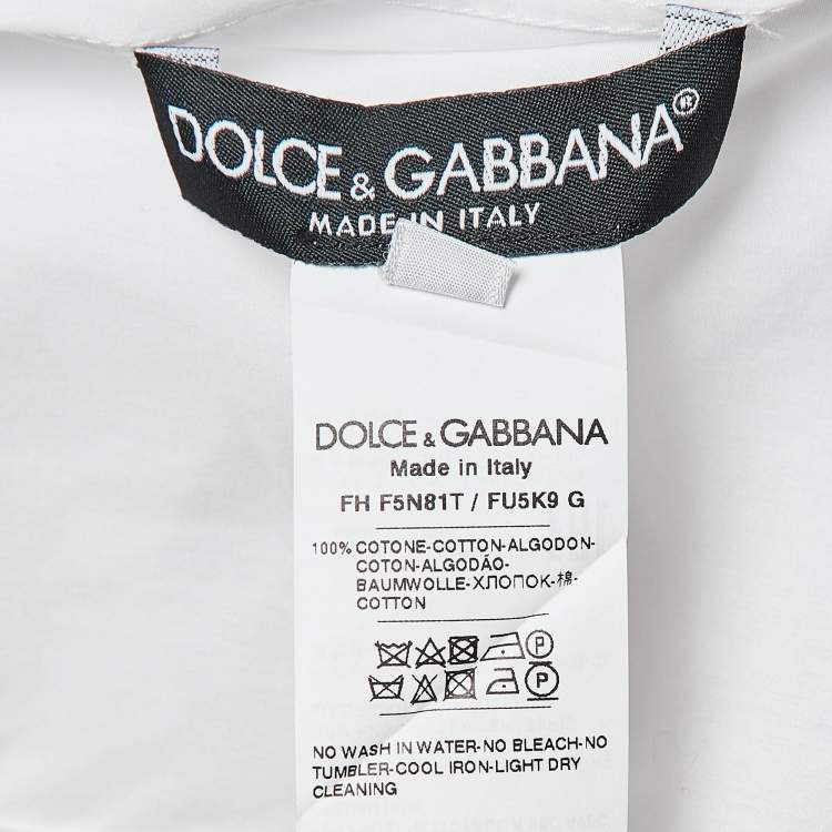 Pre Owned Dolce & Gabbana White Poplin Ruffled Shirt S