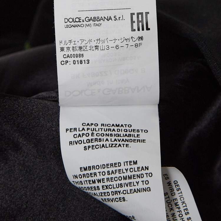 مملوكة مسبقًا Dolce & Gabbana Black Rose Embroidered Crepe Pencil Skirt S