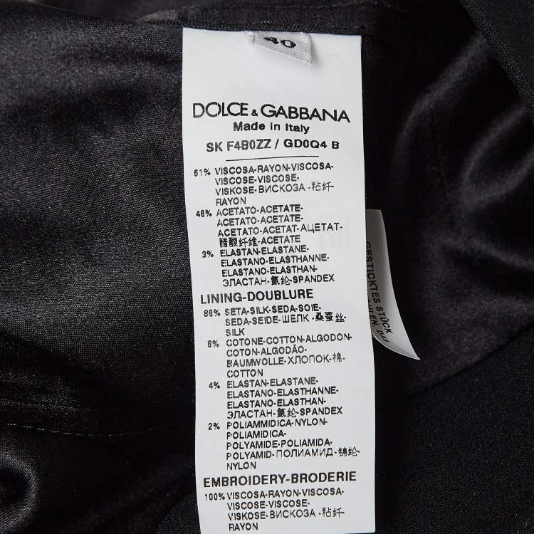 مملوكة مسبقًا Dolce & Gabbana Black Rose Embroidered Crepe Pencil Skirt S