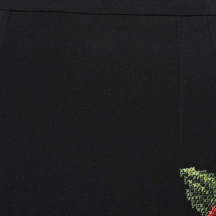 مملوكة مسبقًا Dolce & Gabbana Black Rose Embroidered Crepe Pencil Skirt S