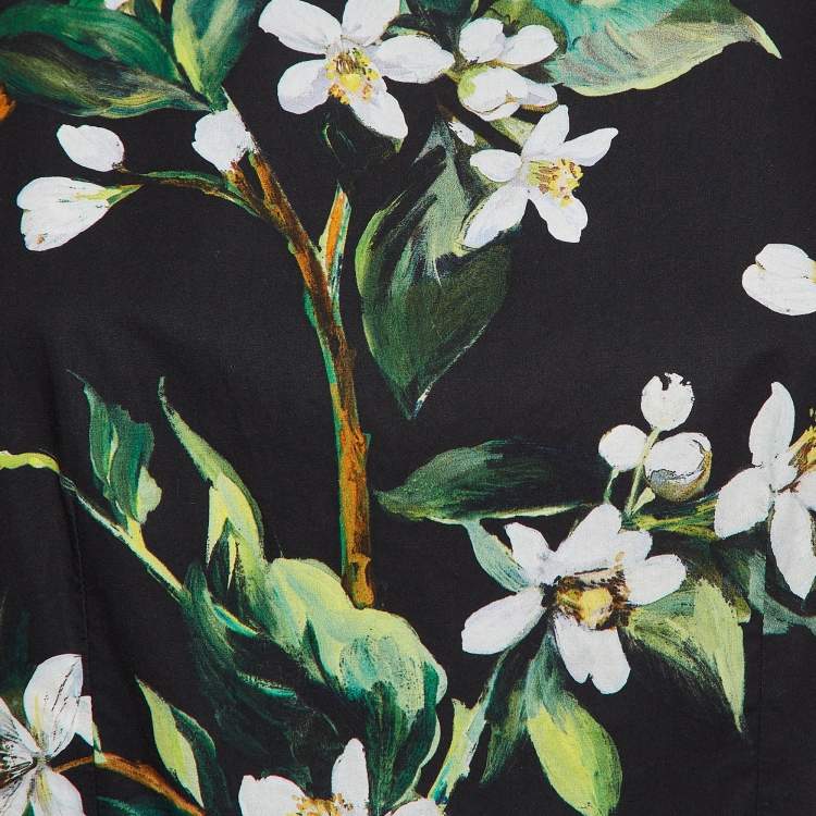 Pre Owned Dolce & Gabbana Black Floral Print Short Dress M