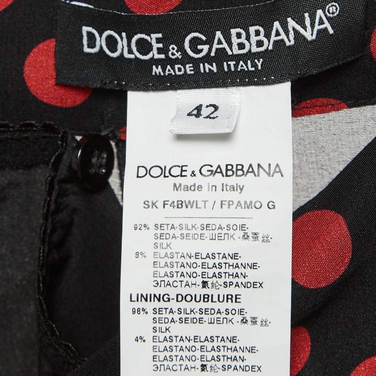 Pre Owned Dolce & Gabbana Black Silk Floral Print Midi Skirt M