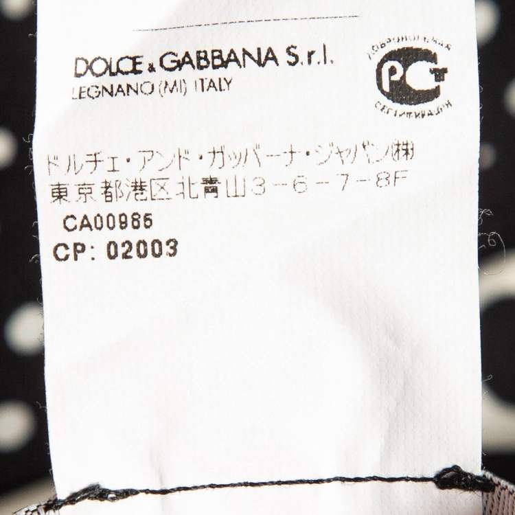 Pre Owned Dolce & Gabbana Black Polka Dots Silk Maxi Dress S