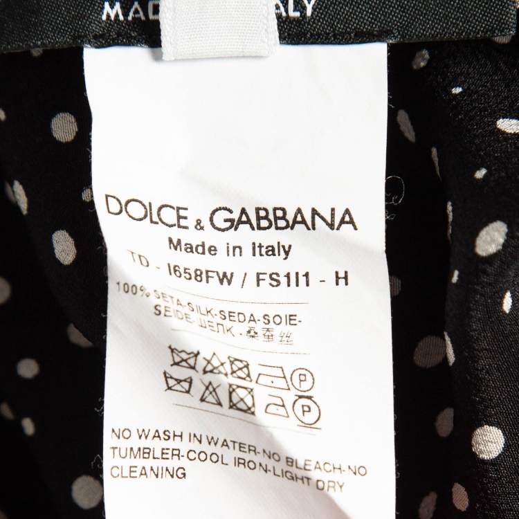 Pre Owned Dolce & Gabbana Black Polka Dots Silk Maxi Dress S