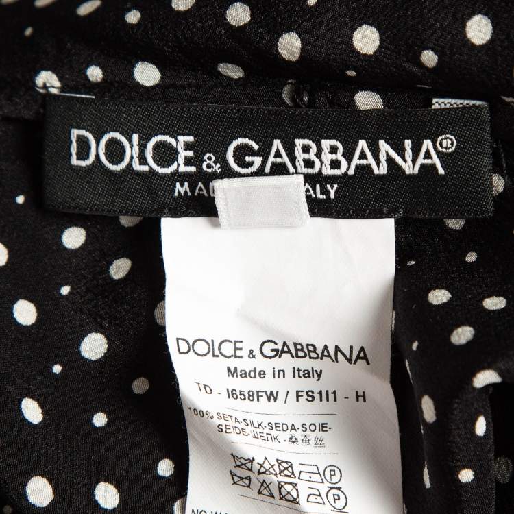 Pre Owned Dolce & Gabbana Black Polka Dots Silk Maxi Dress S
