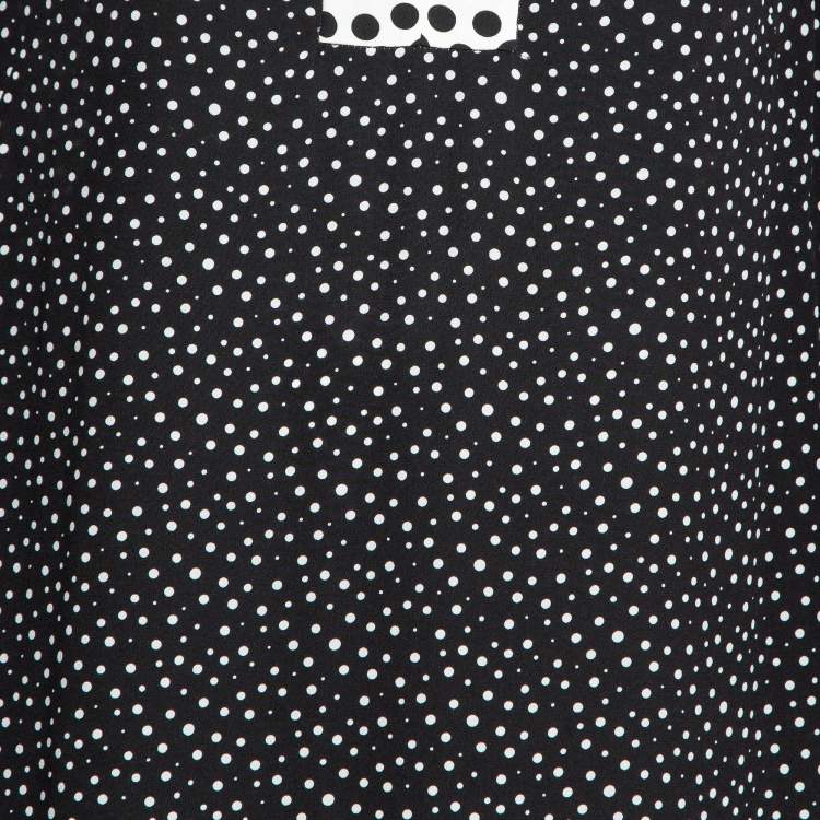 Pre Owned Dolce & Gabbana Black Polka Dots Silk Maxi Dress S