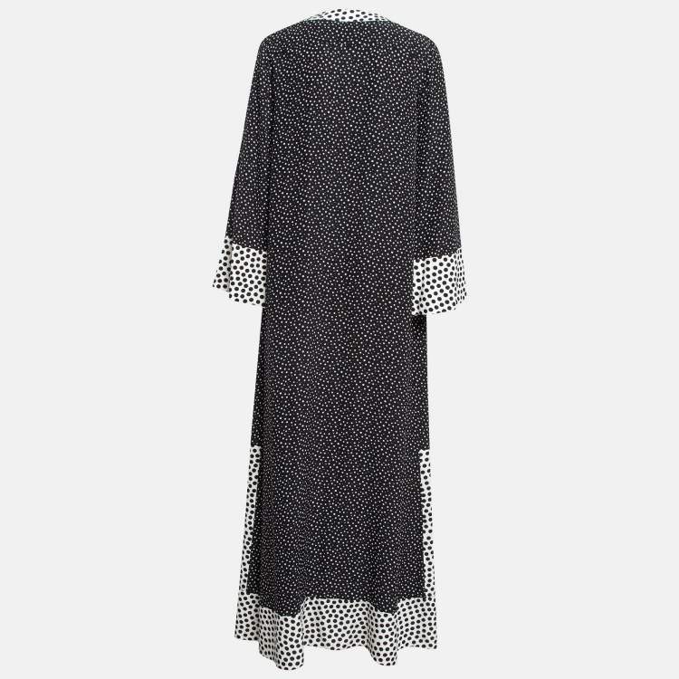 Pre Owned Dolce & Gabbana Black Polka Dots Silk Maxi Dress S