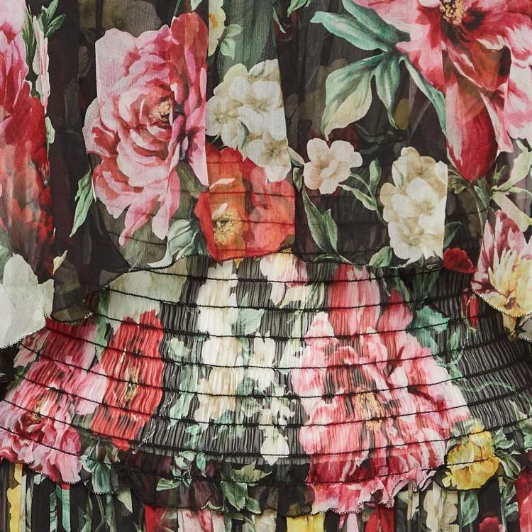 مملوكة مسبقًا Dolce & Gabbana Black Floral Print Sleeveless Short Dress M