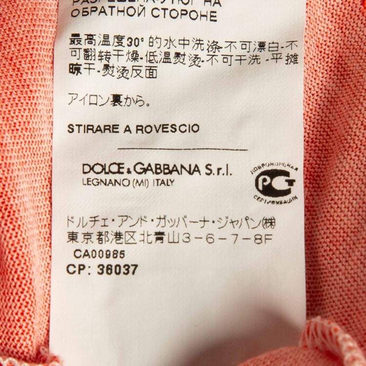 Pre Owned Dolce & Gabbana Orange Royals Print Cotton T-Shirt S
