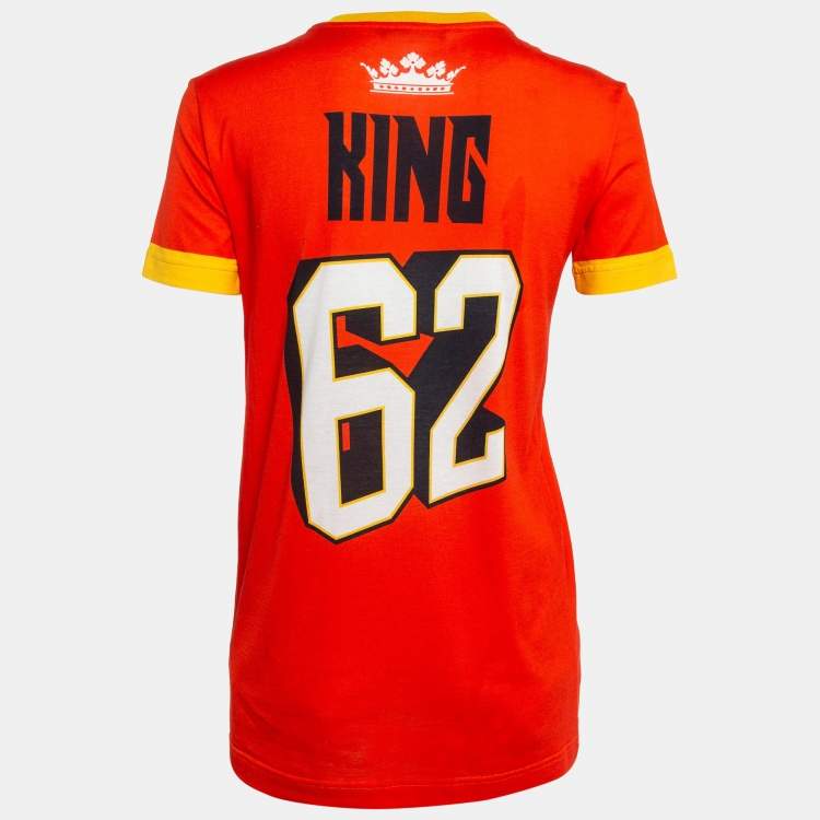 Pre Owned Dolce & Gabbana Orange Royals Print Cotton T-Shirt S