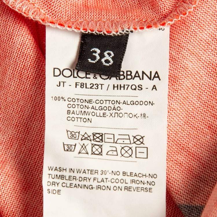 Pre Owned Dolce & Gabbana Orange Royals Print Cotton T-Shirt S