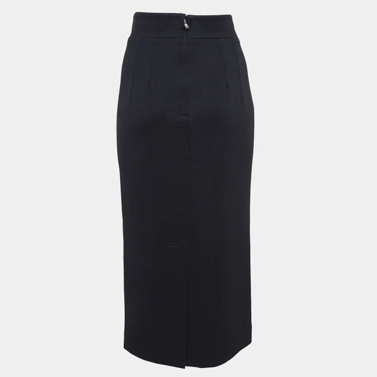 مملوكة مسبقًا Dolce & Gabbana Black Milano Rib Midi Skirt M
