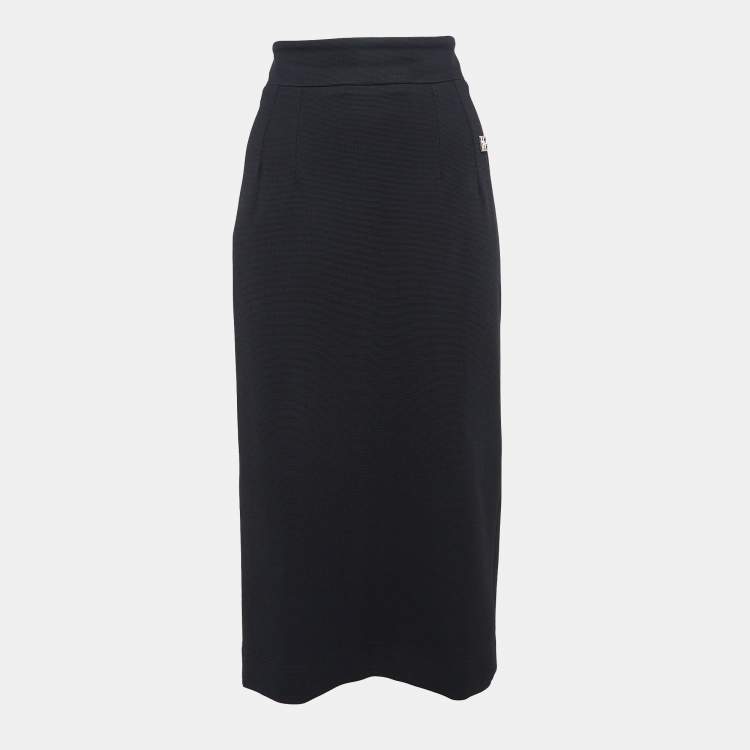 مملوكة مسبقًا Dolce & Gabbana Black Milano Rib Midi Skirt M