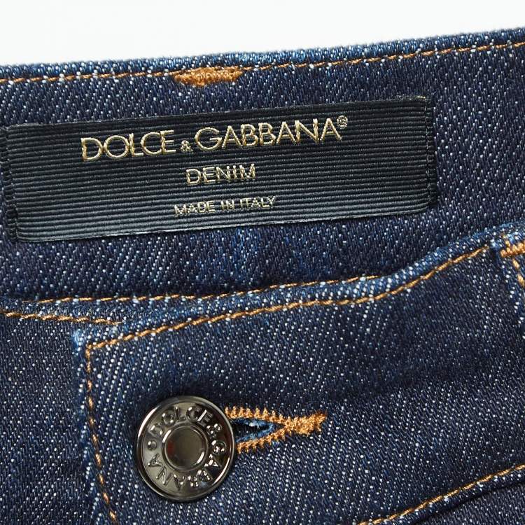 Pre Owned Dolce & Gabbana Navy Blue Denim High Rise Jeans S Waist 26"