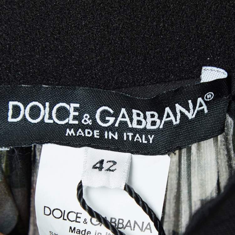 Pre Owned Dolce & Gabbana Black Multicolor Floral Print Silk Ruffled Skirt M