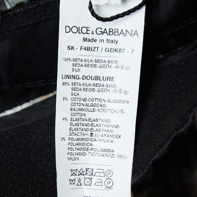 Pre Owned Dolce & Gabbana Black Multicolor Floral Print Silk Ruffled Skirt M